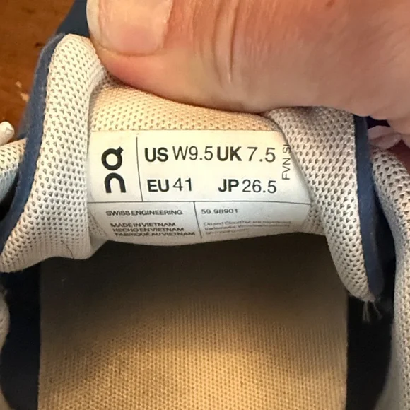 On Running Navy and White Sneakers - Picture 2 of 3